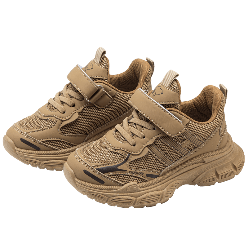 SNOOPY Boys' Sneakers, Versatile Lightweight Running Shoes, Big Kids' Dad Shoes, 7882 Khaki, Size 37