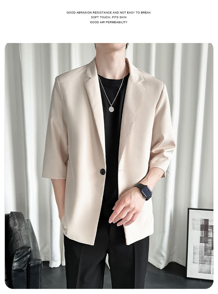 ROMON Men's Summer Breathable Suit Jacket Youth Loose Business Casual Trendy Short Sleeve Blazer Light Gray 3XL 11