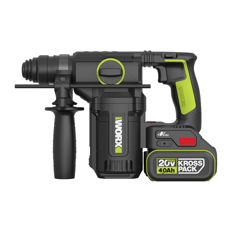 WORX 20V Dust Collection Lithium Battery Hammer Drill WU385F (4.0Ah Dual Battery) Cordless Impact Drill Concrete Electric Tool