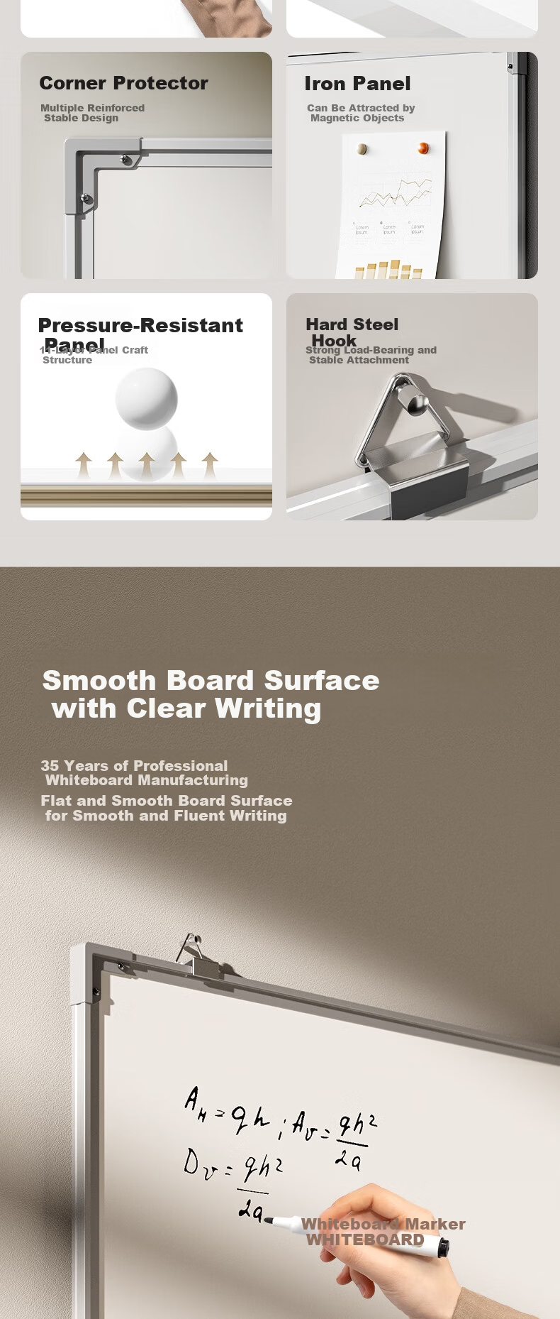Deli 120x90cm Whiteboard Writing Board Honeycomb Core Commercial Magnetic Board Office Memo Board Wall Sticker Small Blackboard Children's Home Teaching Water Erasable Drawing Board 1
