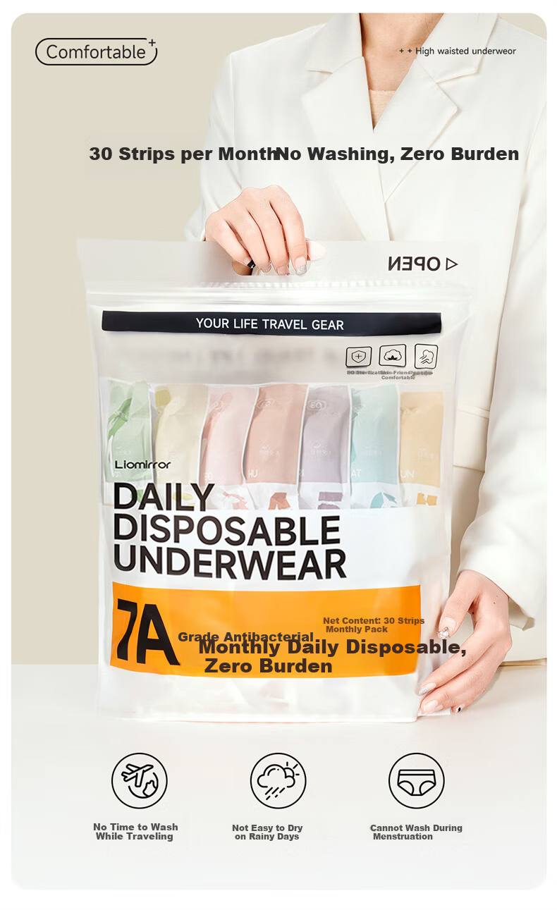 Liomirror Disposable Women's Modal Sterile Travel Mid-Waist Maternity Postpartum Plus Size Daily Use Underwear 5 Pieces XL 2