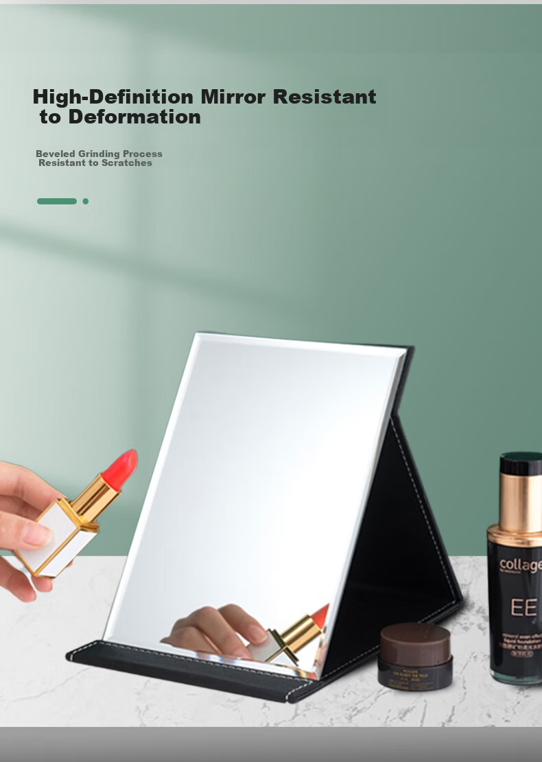 Meebordi HD Folding Mirror Office Desktop Portable Mirror Student Dormitory Home Makeup Mirror Large 20*15cm Large Clear Non-Distorting Mirror Group Purchase 1