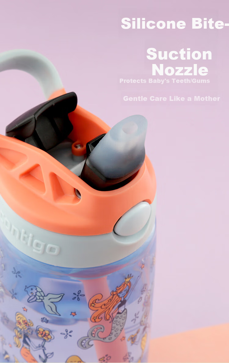 Contigo Kids Straw Plastic Water Bottle Cute Bear 420ml (Vent Button) HBC-GIZ267VP 4