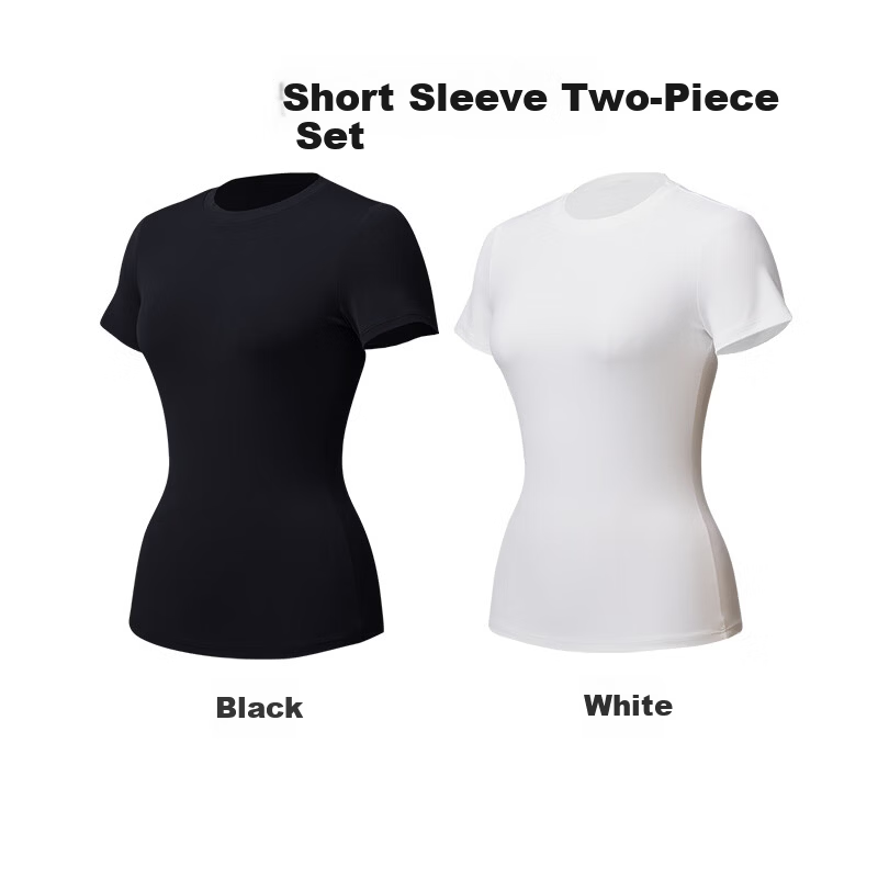 Cosleaf Women's Sports T-Shirt Short Sleeve High Elastic Slim Fit Round Neck Breathable Running Top Fitness Yoga Wear