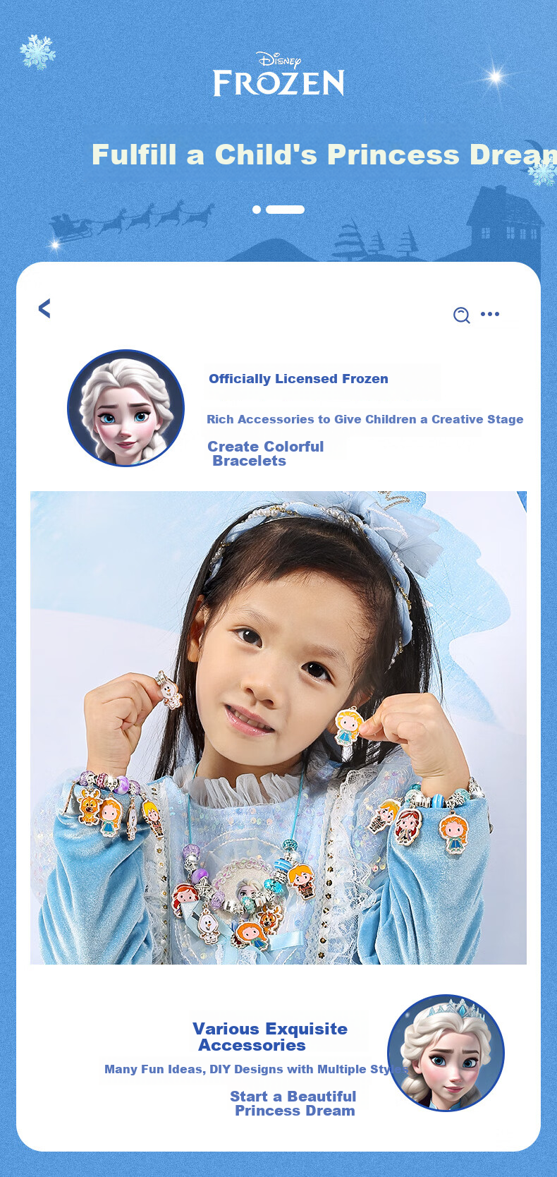 Disney Frozen Elsa DIY Landscape Dress-Up Gift Box Hair Clip Hair Accessories Bead Set for Girls Ages 3-9 Birthday Present 3