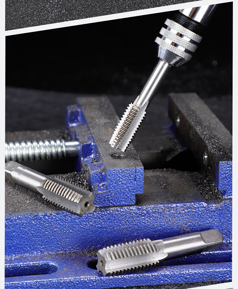 Chuke Ratchet Tap Wrench Threading Tool Set with Drill Bits High-Speed Steel Tapping Tool 6-Piece Set 9