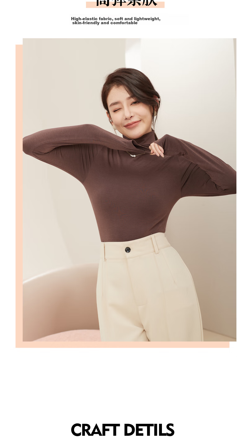 SNOWFLYING Turtleneck Wool Thermal Base Layer Women's Black Long Sleeve Autumn Winter Top 4