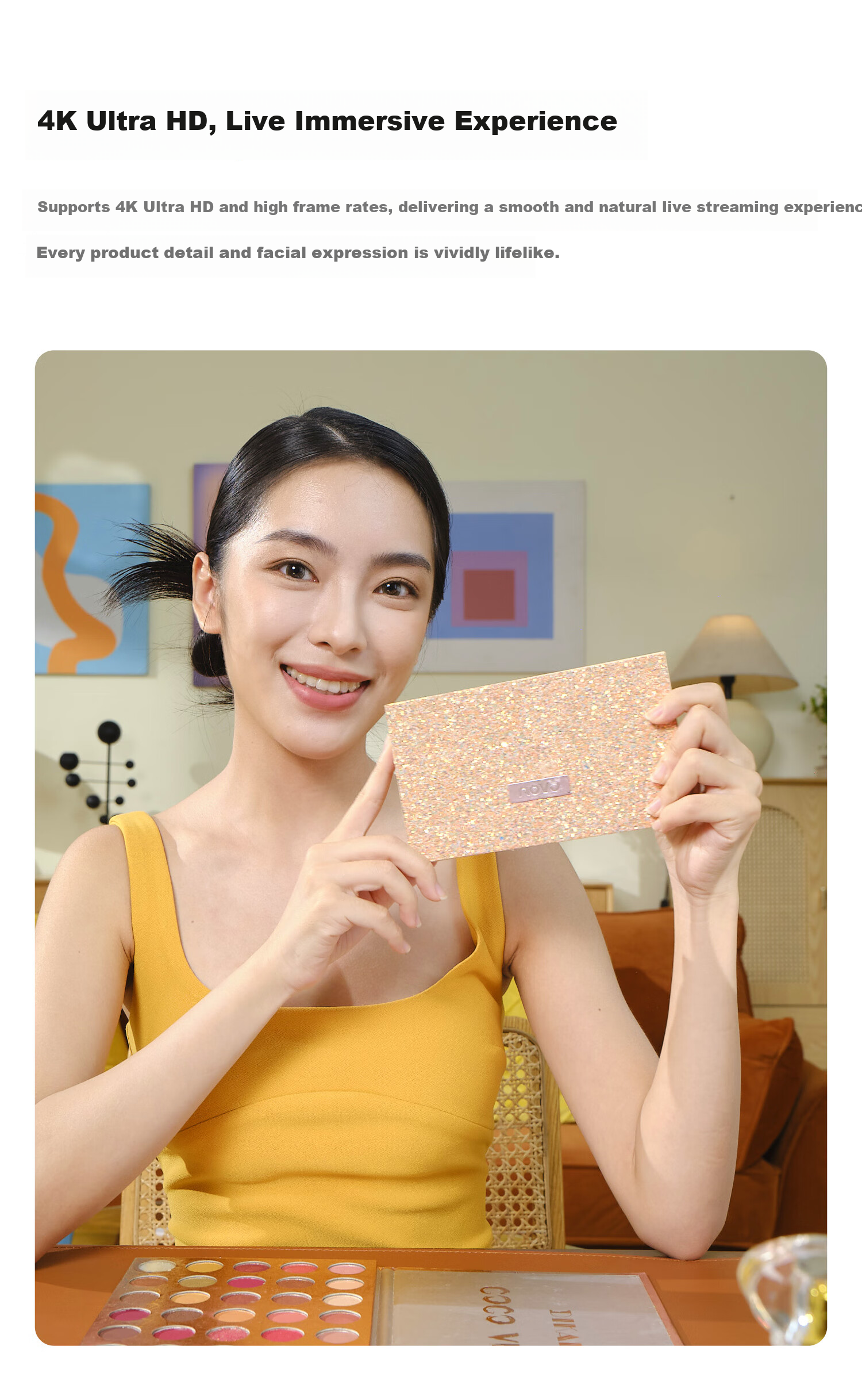 Mammoth [HD Quality] Mijing 4K Live Streaming Camera HD Beauty Built-in Microphone Intelligent Noise Reduction Professional Computer Live Streaming Webcam AI Auto Framing Streaming Device 6