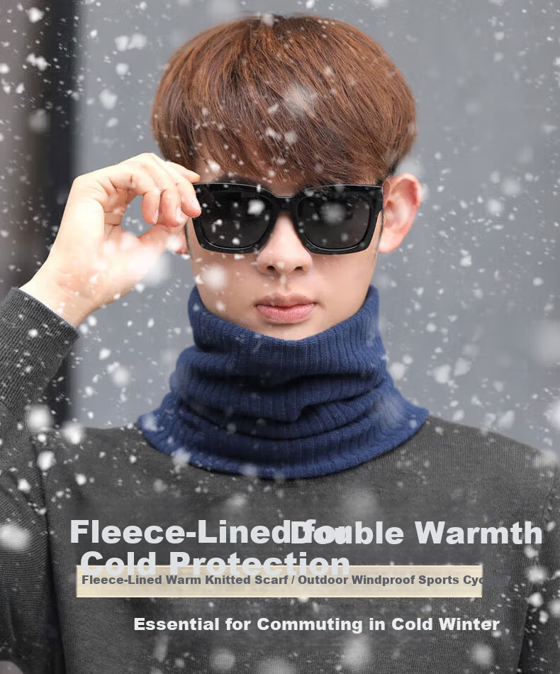 Cavalry Men's Winter Neck Warmer Scarf Cycling Headgear Windproof Cold-Resistant Face Mask Skiing Bicycle Head Cover Black 1