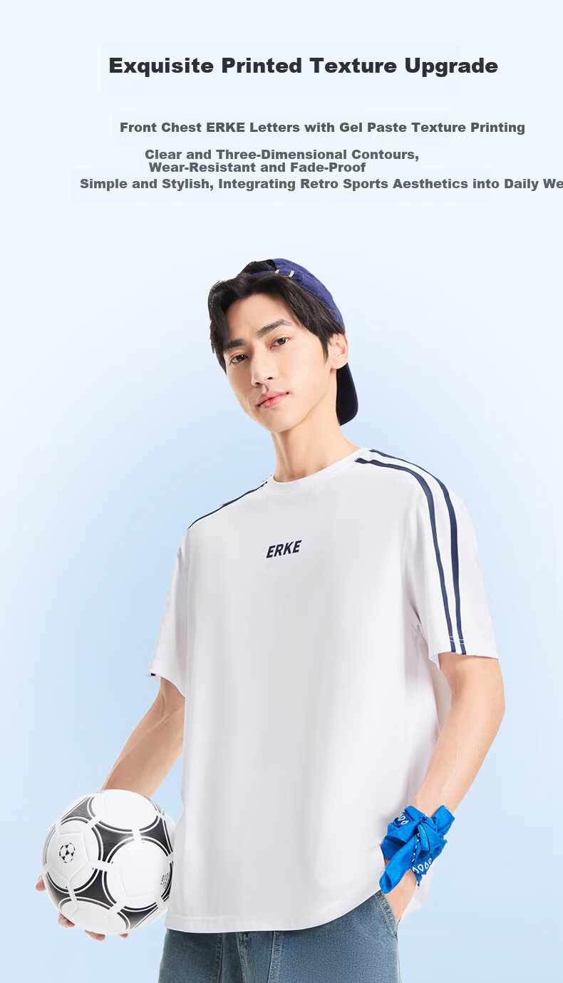 ERKE [Yu Shi Same Style] Men's Round Neck Short-Sleeve Knit Top, Summer Outdoor Antibacterial Sports T-Shirt, Casual Outerwear 7