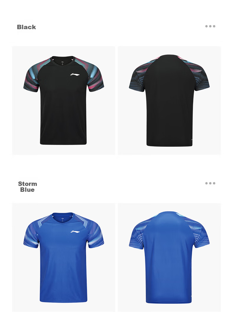 LI-NING Badminton Shirt Unisex Competition Short Sleeve T-Shirt Training Sportswear Black XL 7