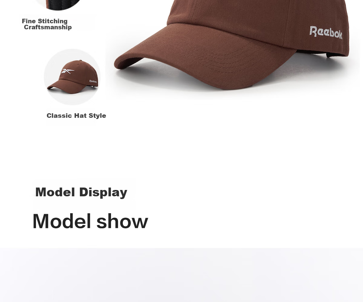 Reebok Embroidered 3D Cap Summer Running Sunshade Breathable Unisex Sports Sun Hat Red 10