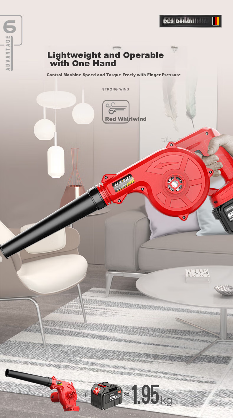 Delishi Industrial Blower Fan Dust Blower Wireless Lithium Battery Rechargeable Small Household Dual-Use Blower and Vacuum Gun 19