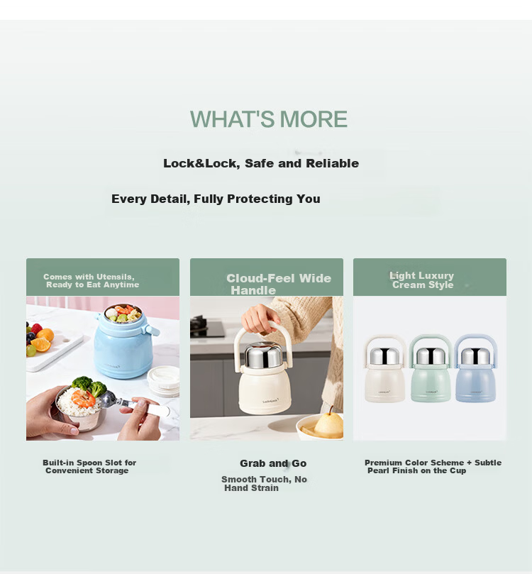 LOCK&LOCK 316L Stainless Steel Vacuum Insulated Food Jar Green 5