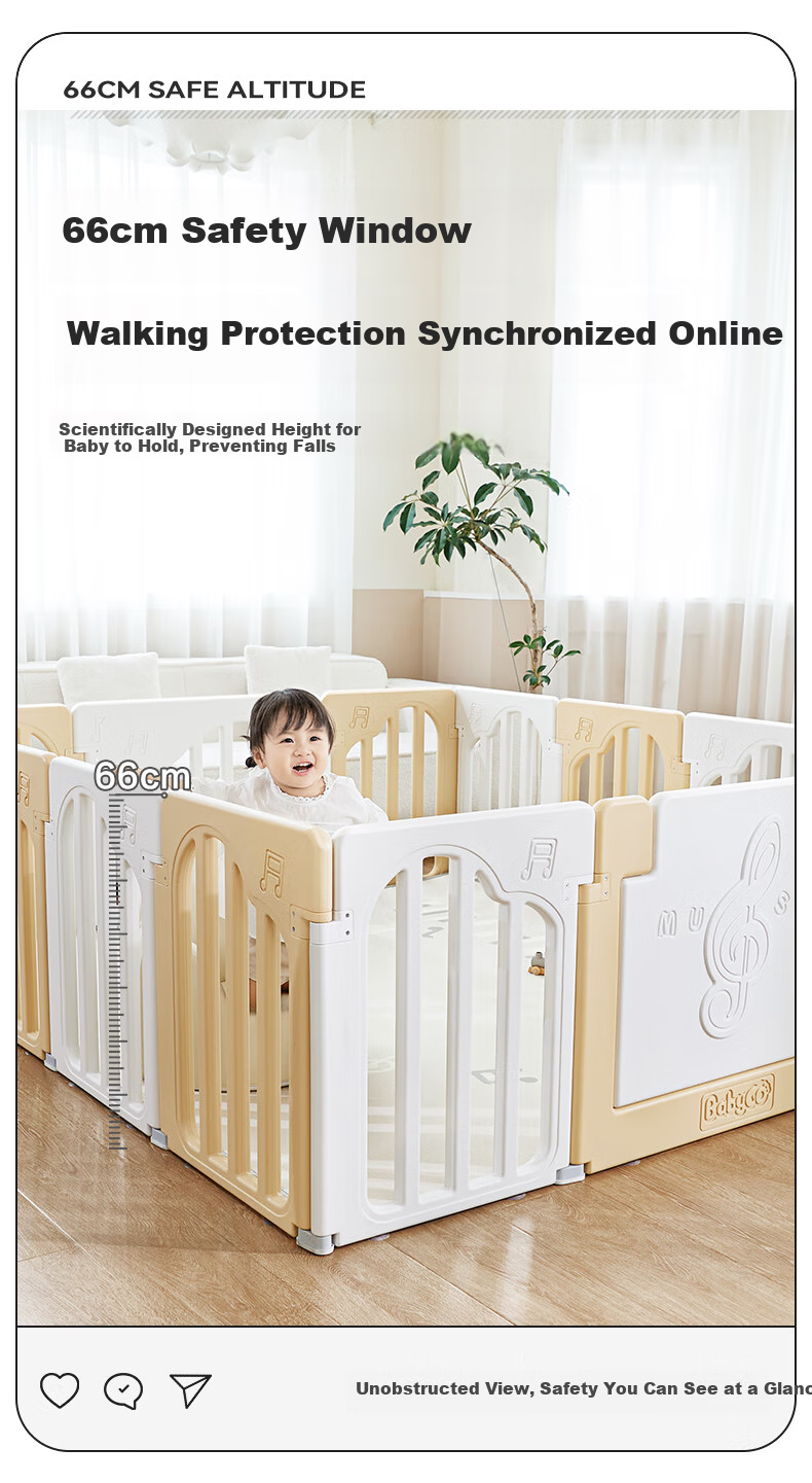 BG-BABYGO Musician Playpen Baby Crawling Mat Integrated Baby Safety Fence Indoor Home Child Barrier 10