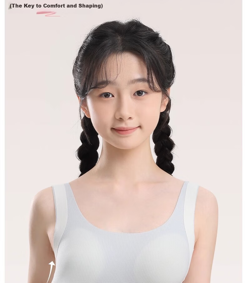 GRACEWELL Silk Latex Cup Student Sports Bra Lift Vest Seamless Light Shaping Developmental Girl Bra 2XL 10
