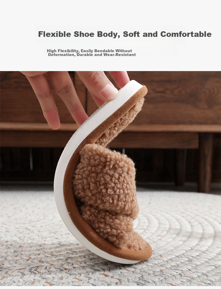 XGGC Cross Fuzzy Slippers Spring Autumn Indoor Couples Home Open Toe Ins Plush Cotton Slippers Pink 36-37 8