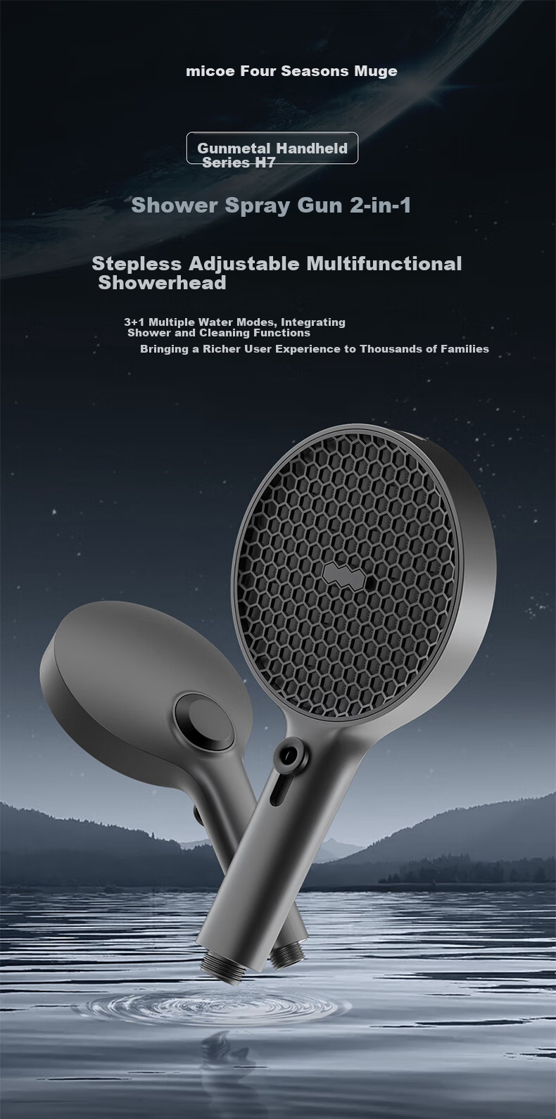 MICOE Boost Shower Head Adjustable Water Flow Handheld Shower with Spray Gun Function HS147 1