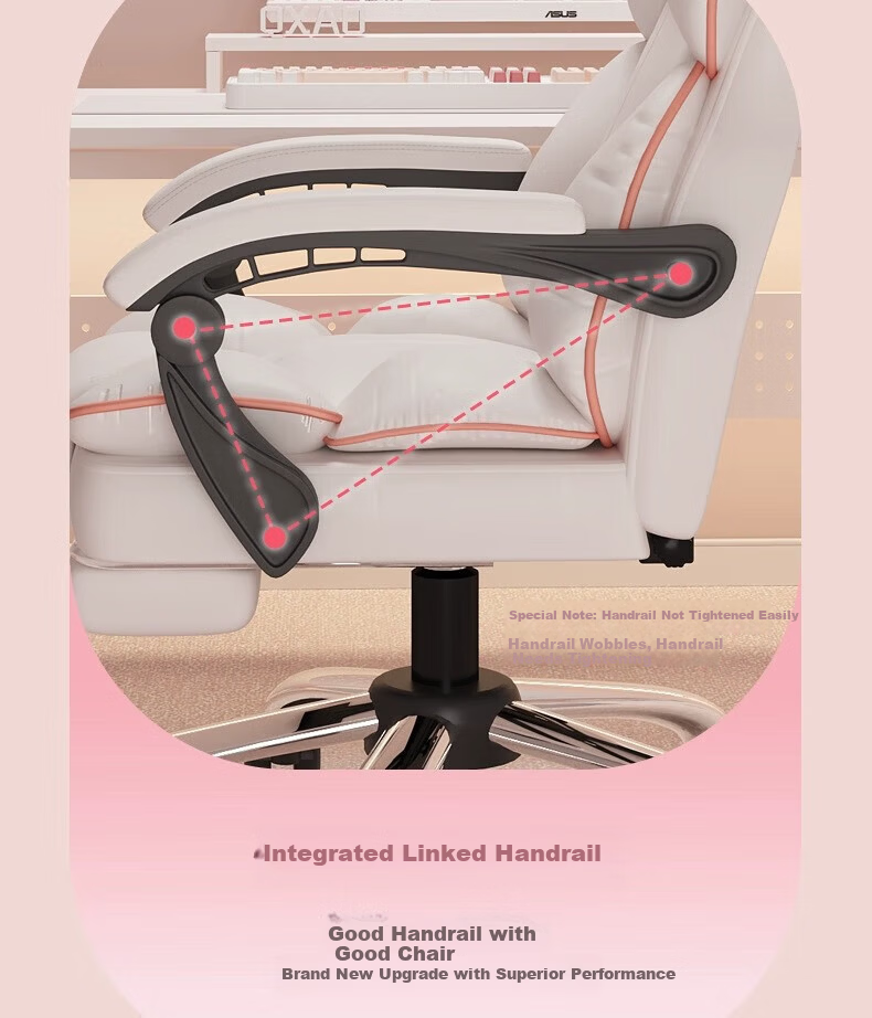 Qianxihuafu Computer Chair Gaming Chair for Women's Bedroom Home Use Comfortable Ergonomic Chair with Backrest for Long Sitting, Pure Gray 23