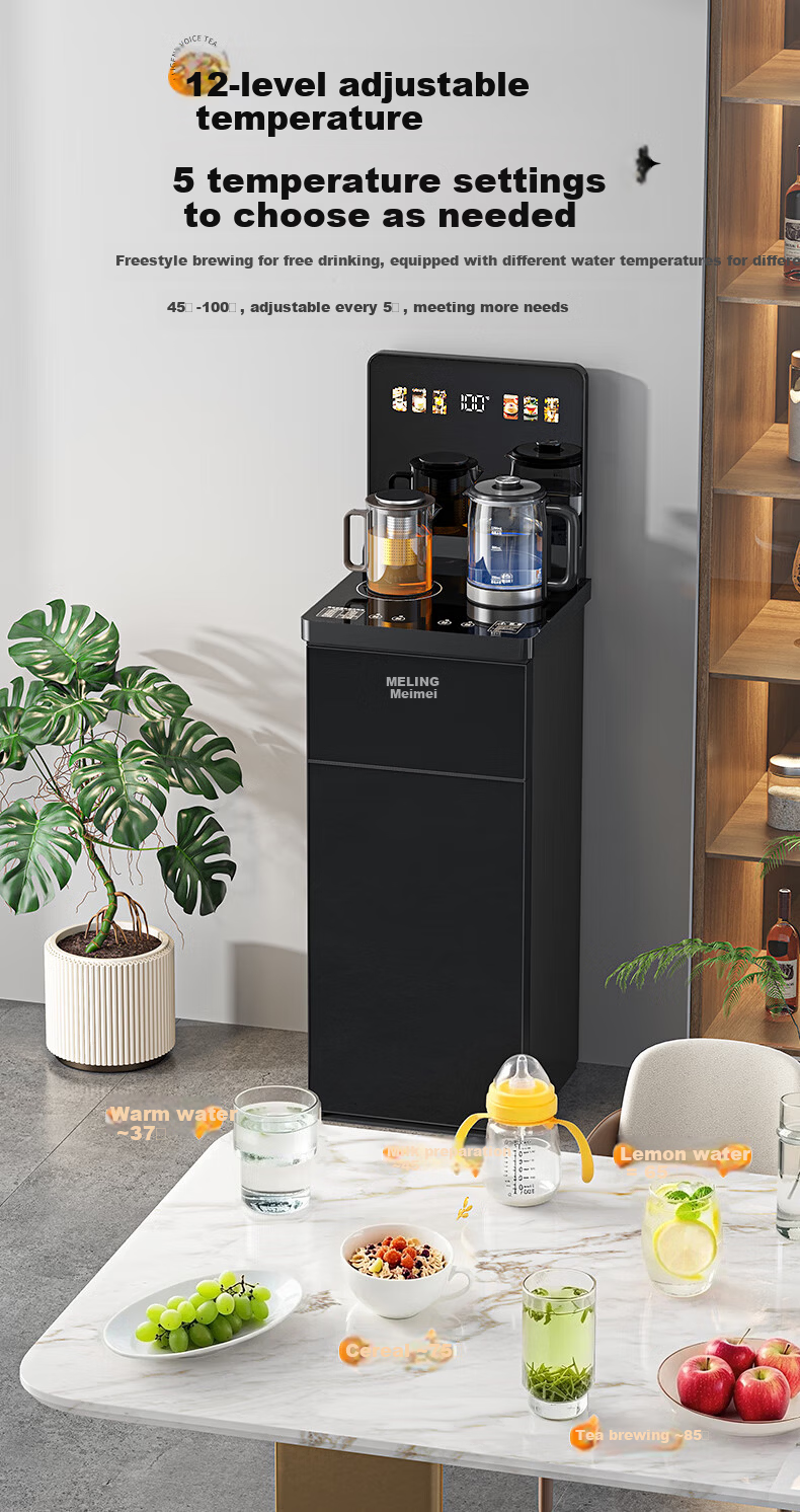 MeiLing Office High-End Water Dispenser Home Anti-Overflow Tea Bar Machine Upgraded Large Thin Screen Touch Control Bottom-Loading Vertical Tea Brewer Warm and Hot Model MY-DM7216 9