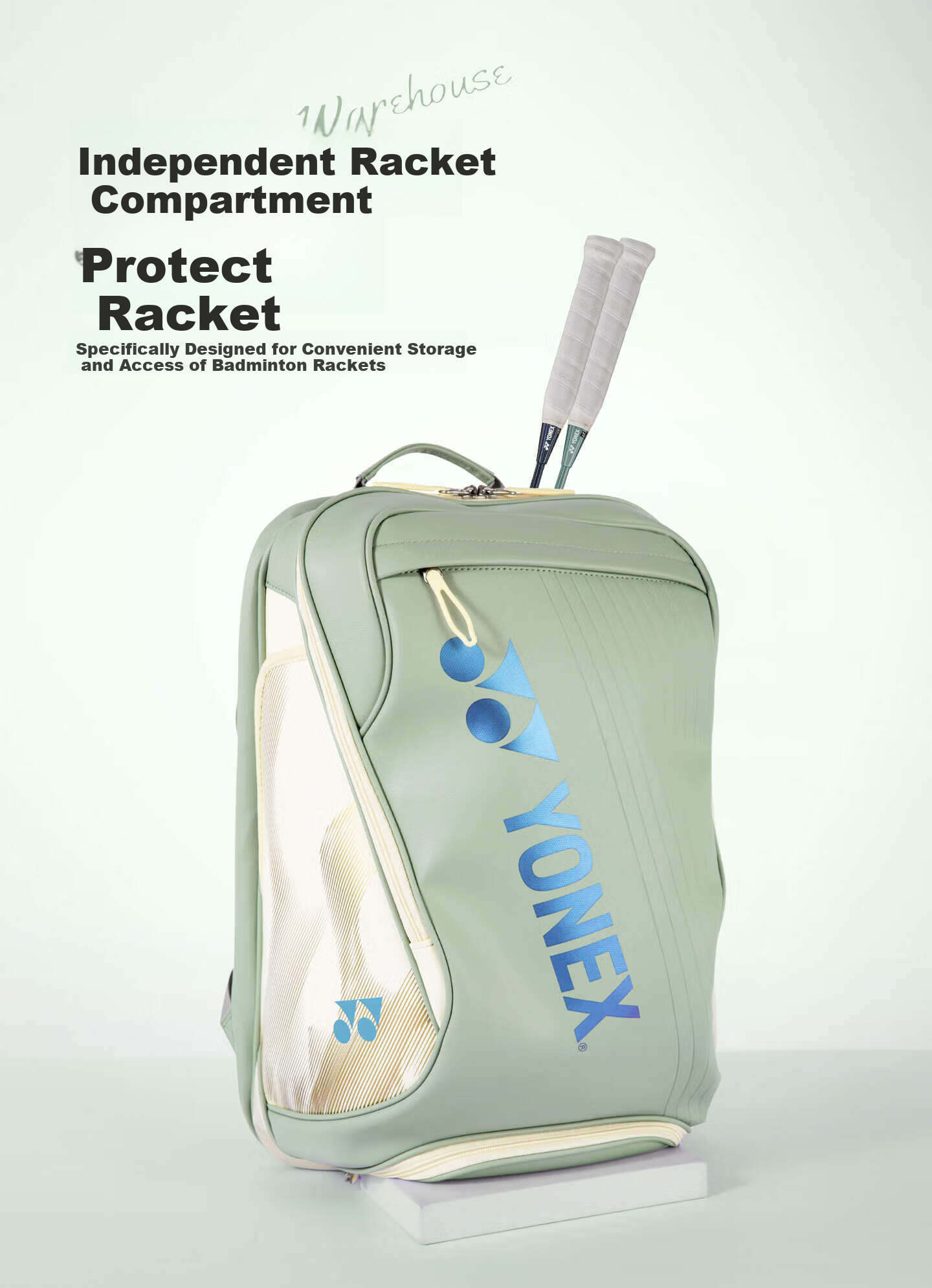 YONEX Badminton Backpack National Team Edition with Separate Shoe Compartment Large Capacity Double Shoulder Bag BA02612EX Smoky Green 6