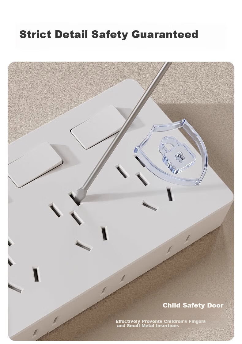 AUX 86-Type Expandable Socket Extension Converter Concealed Multi-Port Household Power Strip with Switch Three Switches 21 Holes + Five Holes Left Expansion Aperture Gray 5