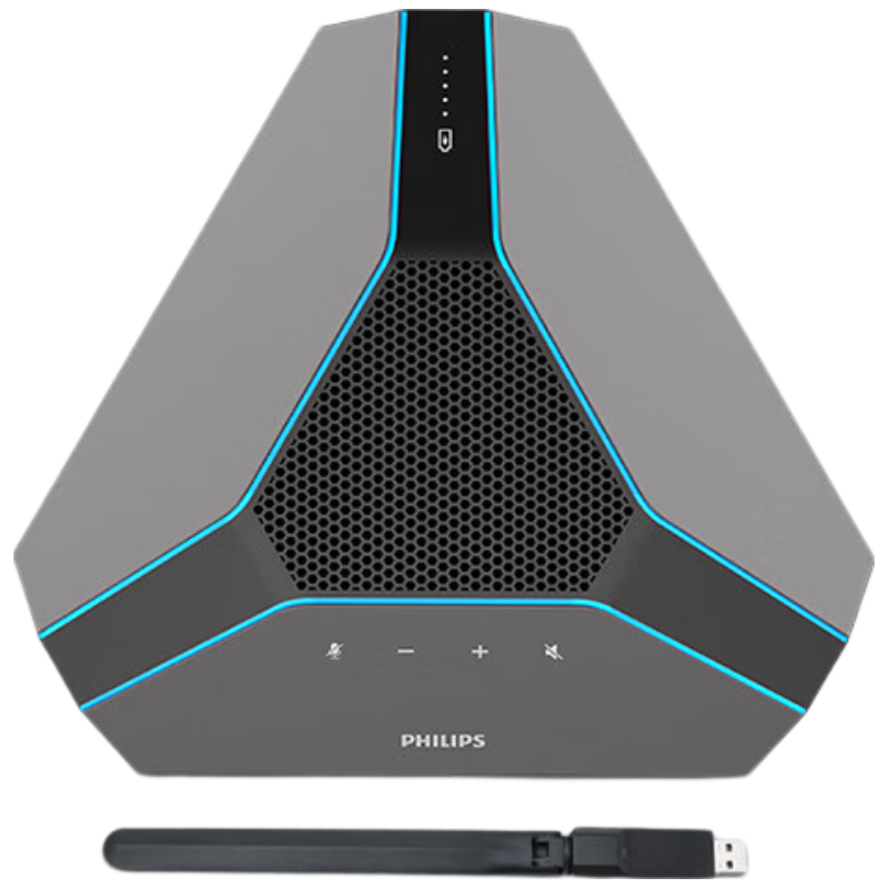 PHILIPS Video Conference Wireless Omnidirectional Microphone, 8-Meter Pickup Range, Speaker And Receiver Integrated, Computer USB Plug-And Compatible with up to Three Devices for Wireless Cascading, Smart Noise Reduction AECS8108