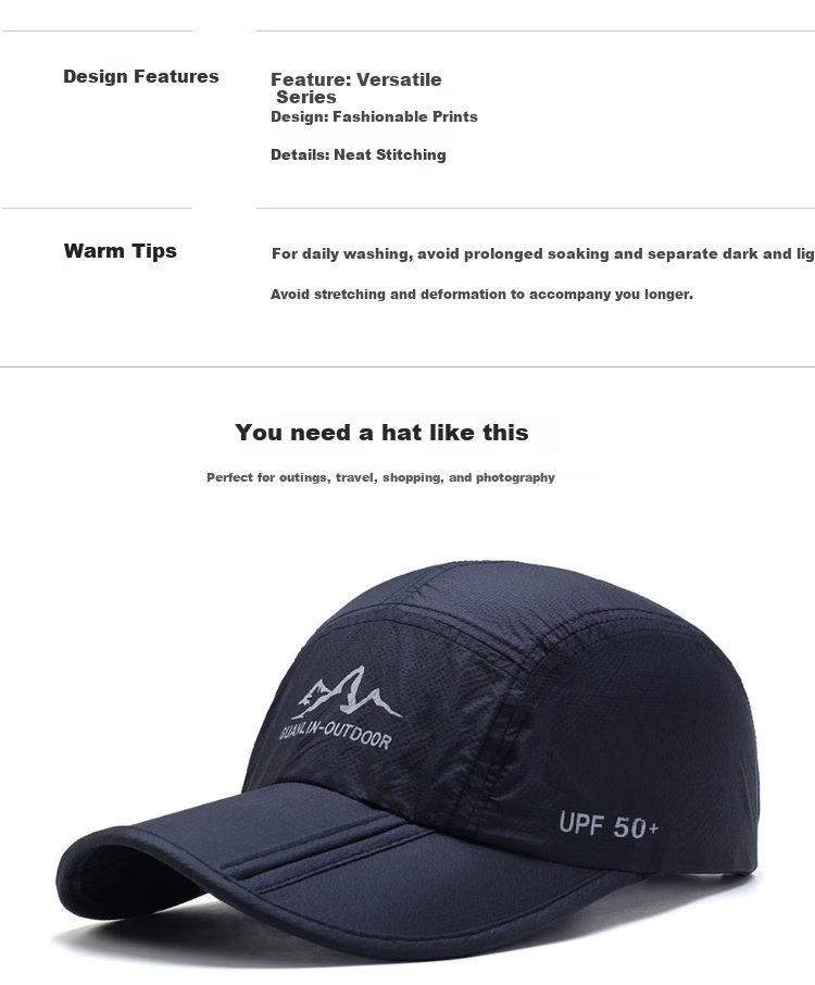 GLO-STORY Baseball Cap Summer Lightweight Sun Protection Quick-Dry Mesh Breathable Outdoor Running Hiking Sun Hat for Men and Women 2