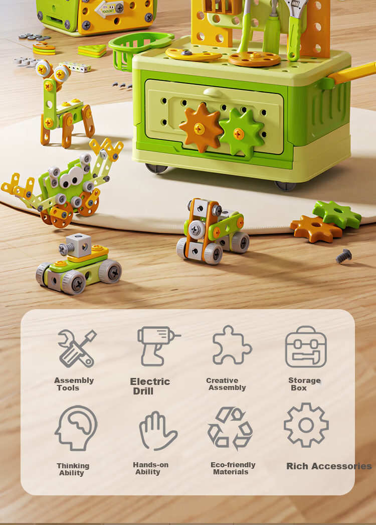 AoZhiJia Children's Screwdriver Toy for Girls Ages 3-6, Electric Drill Toolbox, Large Building Blocks Repair Assembly Set 2