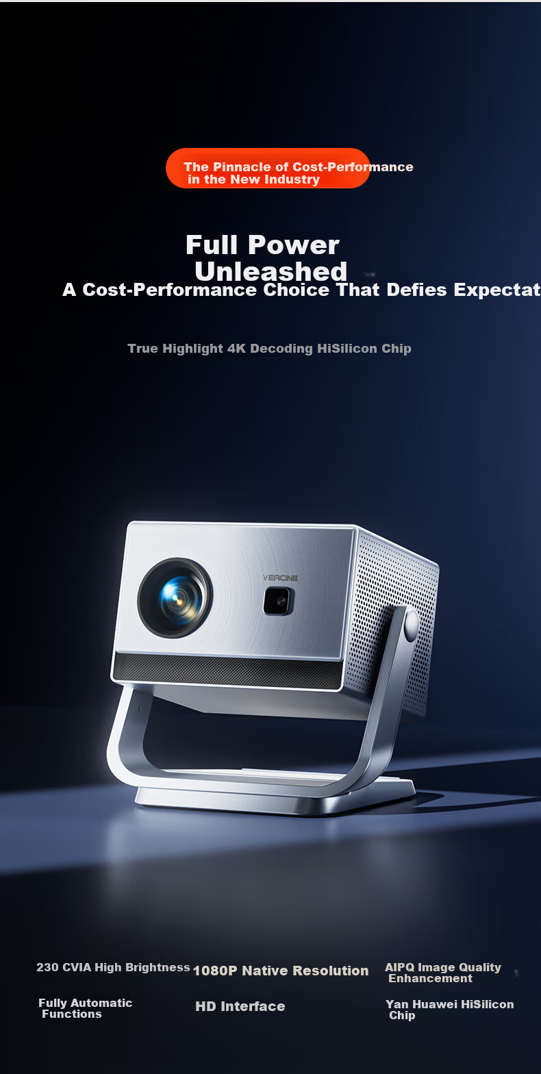 Weiying Y18Pro Home Projector 1080P Full HD Portable Smart Bedroom Projector (High Brightness Upgrade, TOF Auto Focus, PC Connectivity) 2