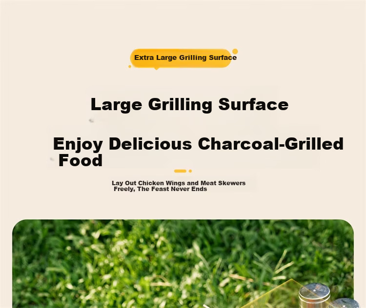 CAMELJEANS BBQ Grill Home Barbecue Rack Skewers Outdoor Camping Portable Charcoal Detachable 174BH05719 Black 7