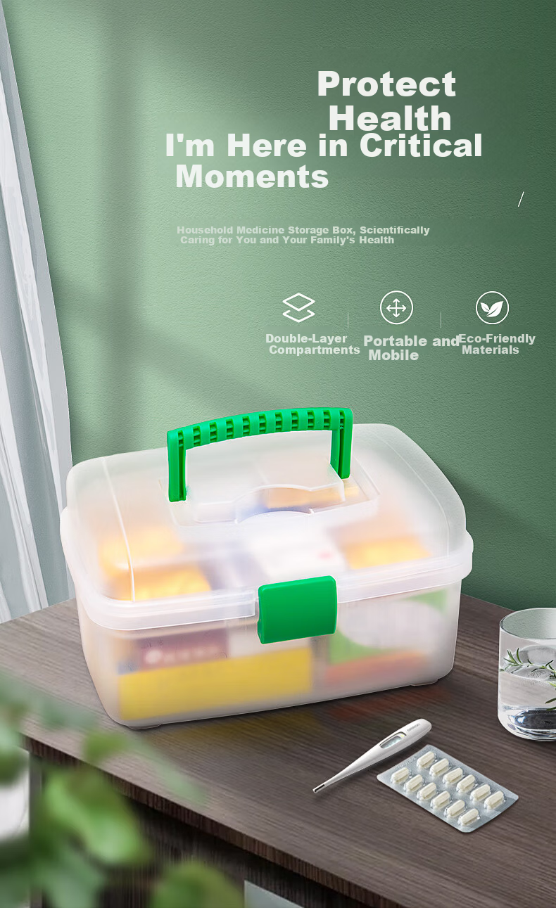 JEKO&JEKO Large Capacity Family Medicine Box, Home Medicine Cabinet, Pill Organizer, Gree 1