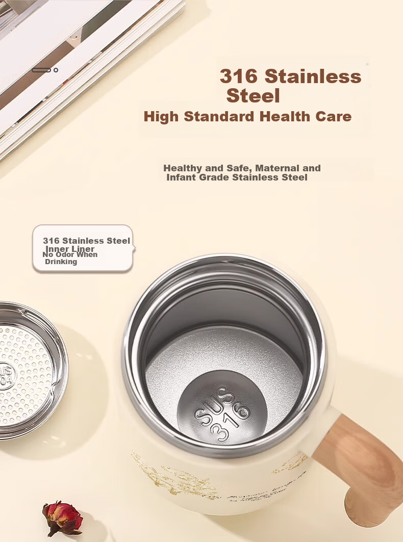 Mi Xiaoshu Insulated Water Bottle for Women High-Value Office Tea Separation Brewing Cup 316 Stainless Steel Nurse Mother's Day Gift 7
