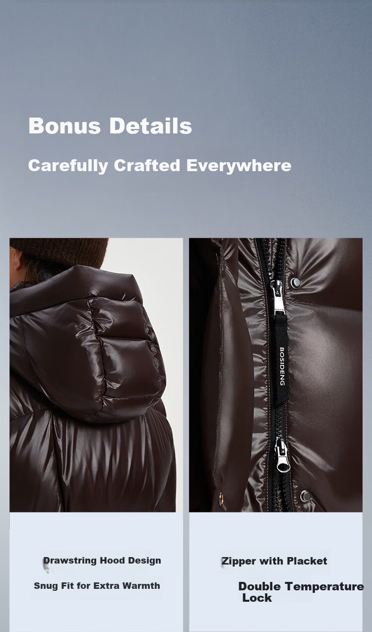 BOSIDENG Off-Season Puff Down Jacket Women's Winter Thickened Goose Down Hooded Loose Short Fashion Warm Coat 8