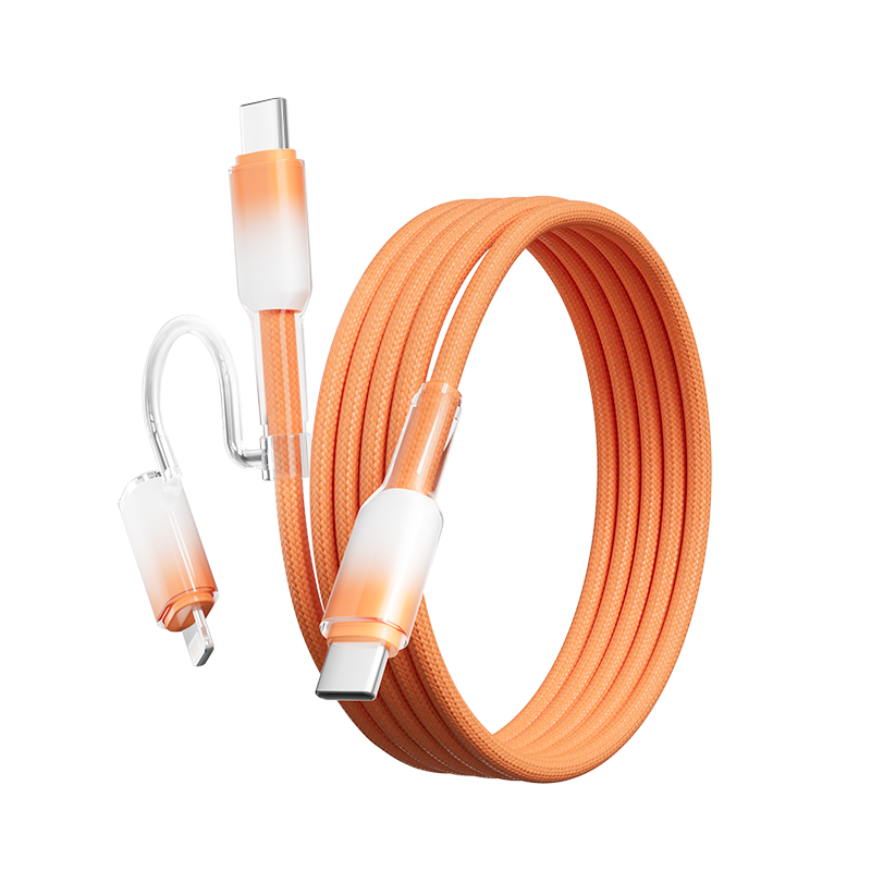 Beimo Type-C Dual-Head 2-in-1 Fast Charging Cable to Lightning Data Cable 65W Charging Cable for Car Use Compatible with Apple iPhone 17/16 Huawei Xiaomi Phones iPad