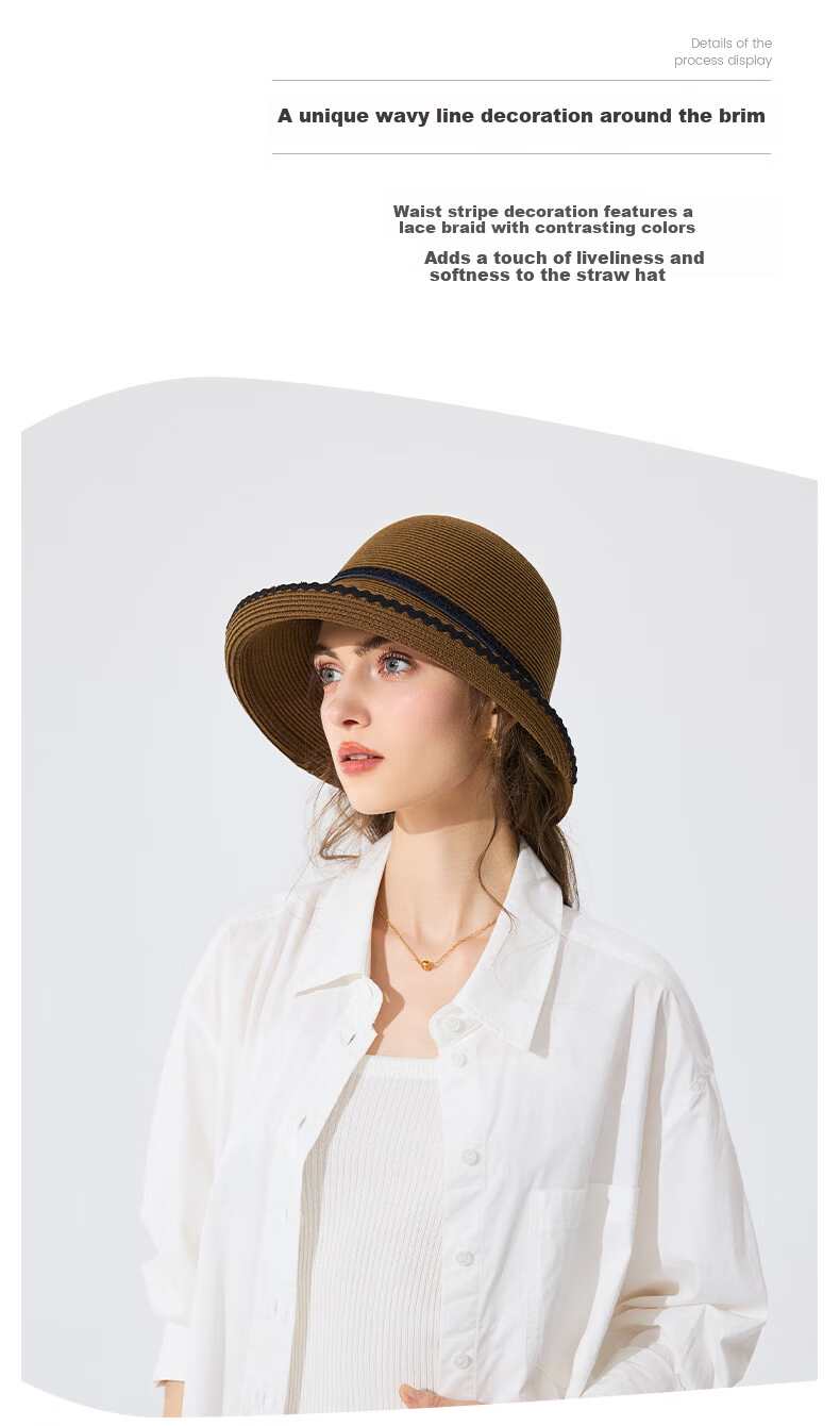FANCET Women's Straw Hat Spring Summer French Style Rolled Brim Sun Hat UV Protection Beach Vacation Sun Hat 7
