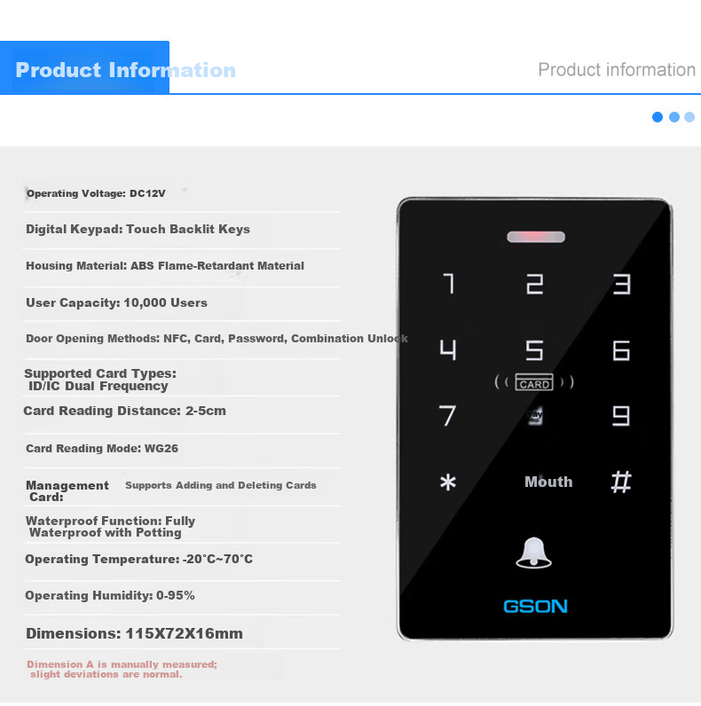 GS GSON All-in-One Access Control Machine Electromagnetic Lock Card Password Access Control Attendance Machine NFC Electromagnetic Lock Magnetic Door Access Device 7