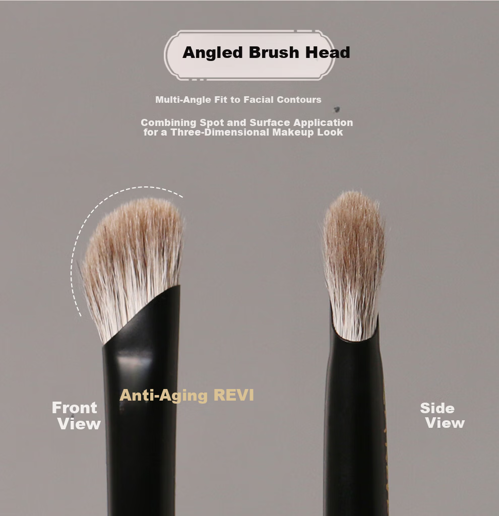 REVERSE Anti-Aging Sandalwood T09 Angled Nose Contour Brush Soft Animal Hair Slanted Head Beginner Portable Flat Makeup Brush 3