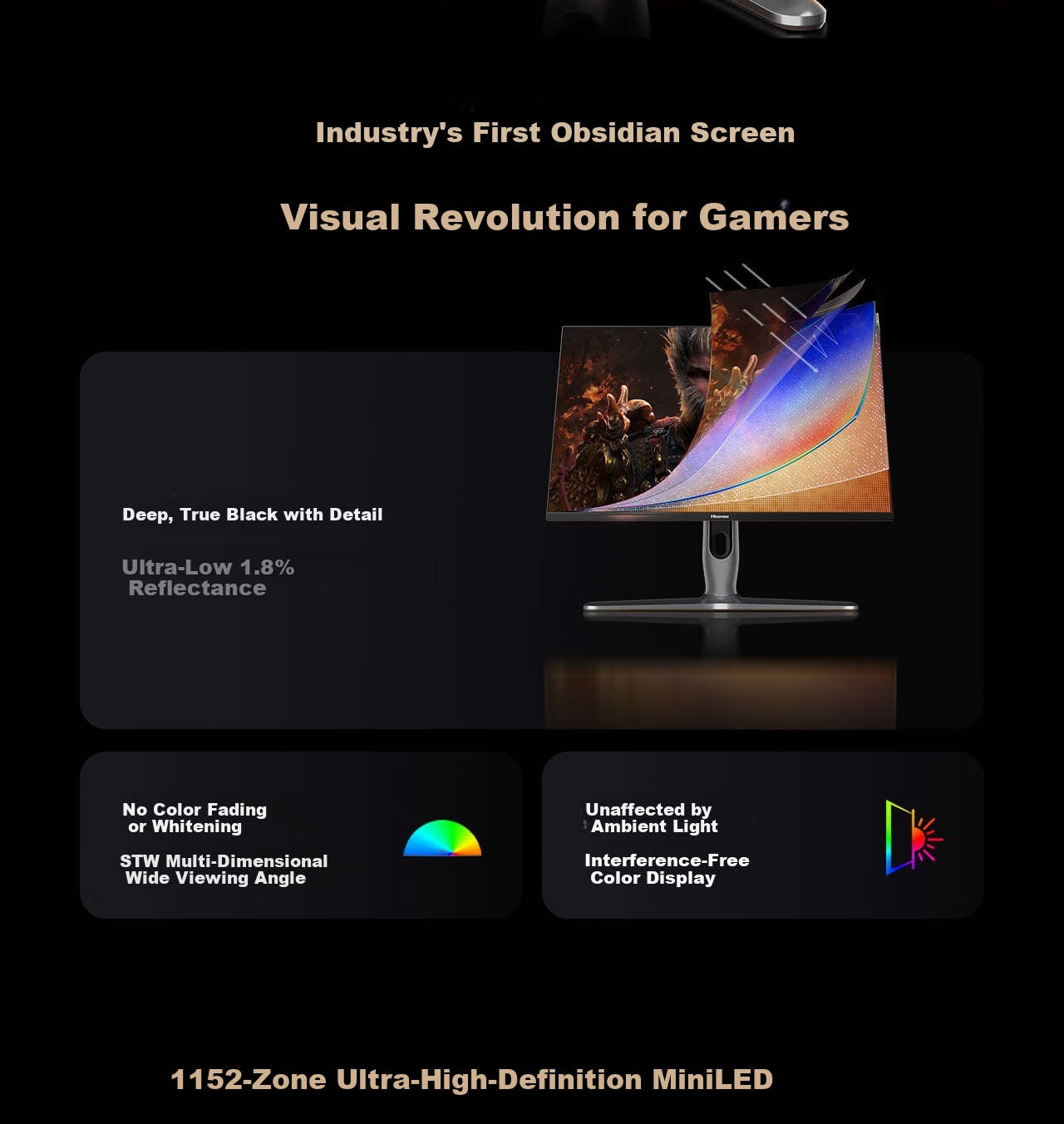 Hisense G7 Ultra 27-inch 3A Original Picture Obsidian Screen 1152-Zone MiniLED DP2.1 4K 160Hz Dual Mode 320Hz Moonshadow Gray Gaming Monitor 7
