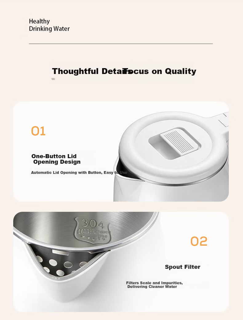 CHIGO Electric Kettle 1.8L Double-Layer Anti-Scald Stainless Steel Water Boiler High Power Fast Boiling Household Kettle 21