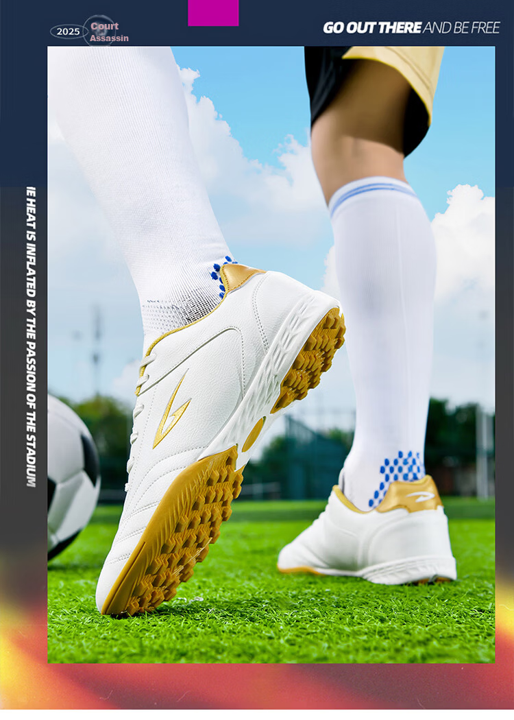 DEERWAY TF Turf Soccer Shoes Unisex Youth Adult Kids Grass Field Competition Training Shoes White Black Size 35 7