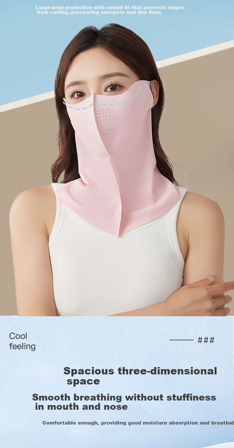 MiiOW Ultra-Thin Breathable Sunscreen Face Mask for Women, One-Piece UV Protection Neck and Face Cover for Outdoor Cycling, Driving, and Travel 3