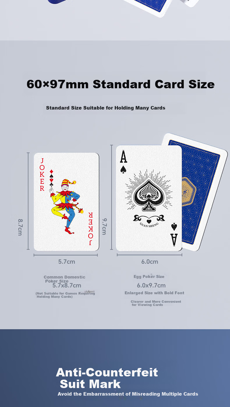 Guansheng Guandan Special Playing Cards Magnetic Scorekeeper Set PVC Waterproof 60*97 Wide Version Playing Cards Box with 2 Decks 4