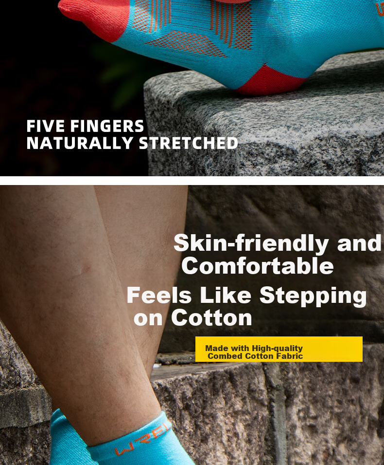 Riels Sports Five-Toe Socks Trail Running Professional Socks Unisex Hiking Breathable Sweat-Absorbing Mid-Calf Cotton Socks 7