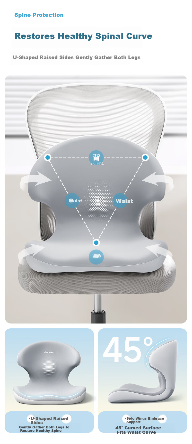 Slyeiy Lumbar Support Cushion Office Backrest Ergonomic Waist Pillow Popular New Product 6