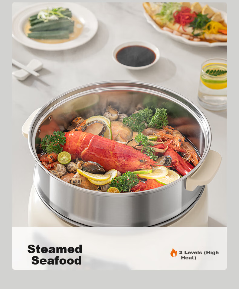 Joyoung 20L Electric Steamer 3-Layer Stainless Steel Multi-Functional Electric Hot Pot GZ568Ultra 6