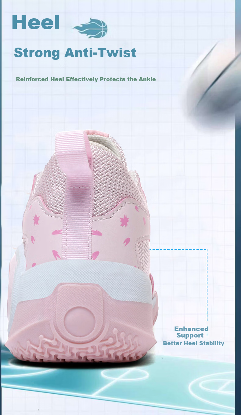 Shuangxing Men's Low-Top Basketball Shoes Breathable Non-Slip Shock Absorption Youth Sports Sneakers Pink Size 36 6