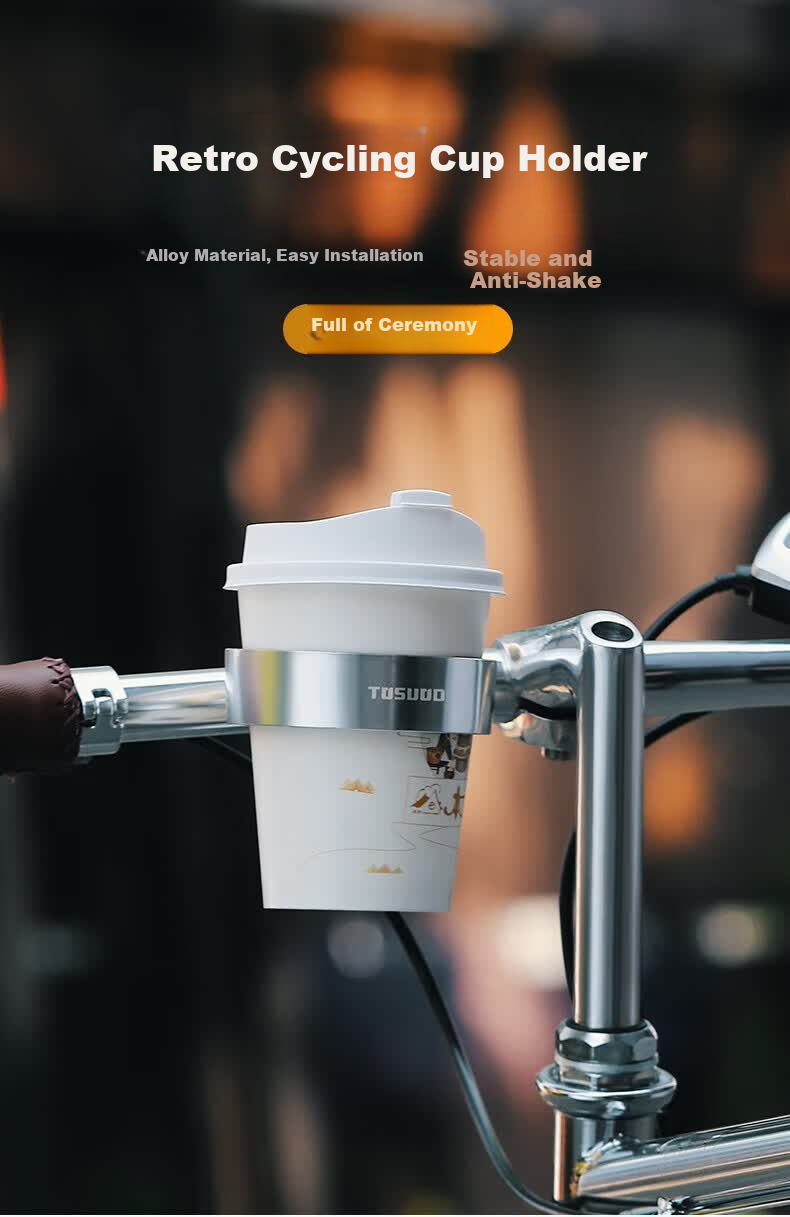 Tas Captain Bicycle Coffee Cup Holder Adjustable Aluminum Alloy Handlebar Water Bottle Holder Black 1