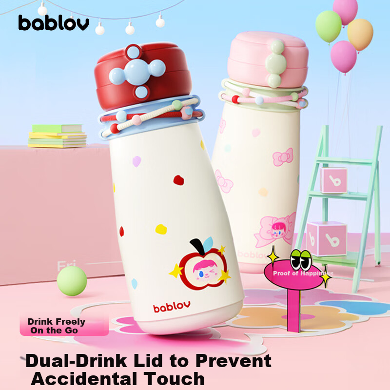 BABLOV Insulated Water Bottle for Kids 2025 New High-Value Large Capacity Cold Cup Student Gift Straw Water Bottle