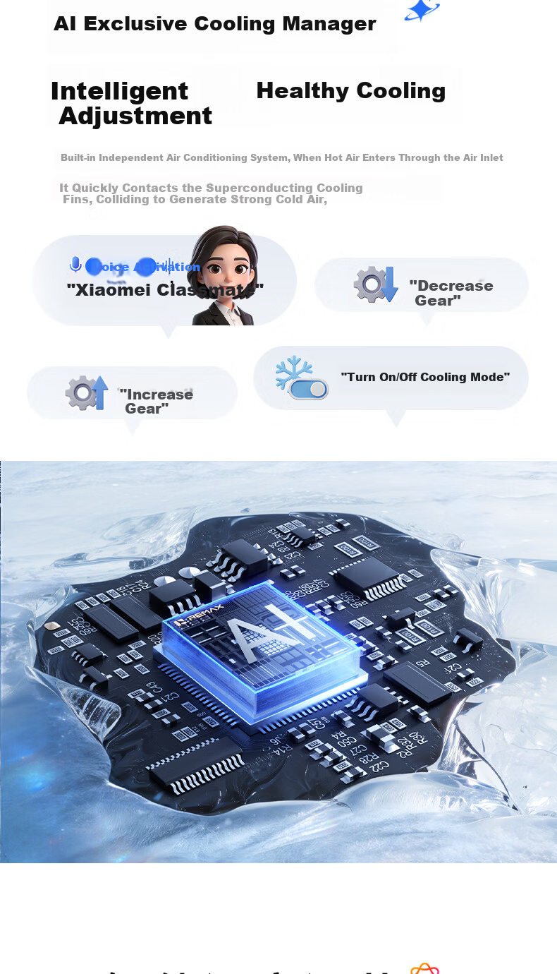 REMAX 2026 New AI Smart Control Neck Hanging Air Conditioner Cooling Fan Long Battery Life Portable Outdoor Wearable Neck Head Cooling Device Birthday Gift 7